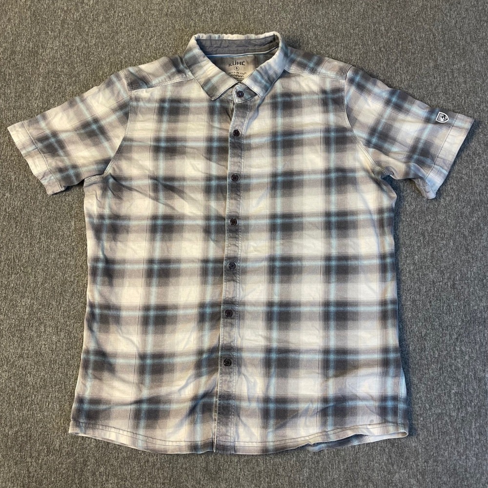 Kuhl Wildfibre Organic Cotton Mens Plaid Short Sleeve Button Up Shirt